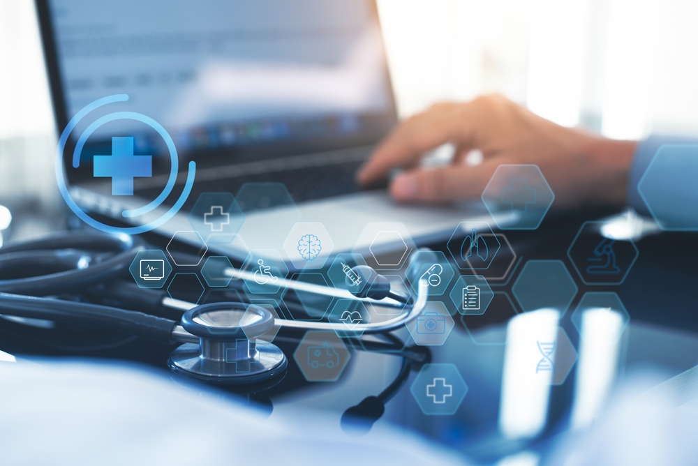 Medical,Technology,Network,Concept.,Medicine,Doctor,Working,On,Laptop,Computer